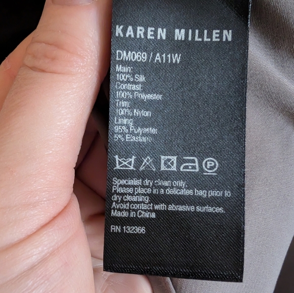Karen Millen Silk Black Dress With Lace Inlays - Picture 5 of 6